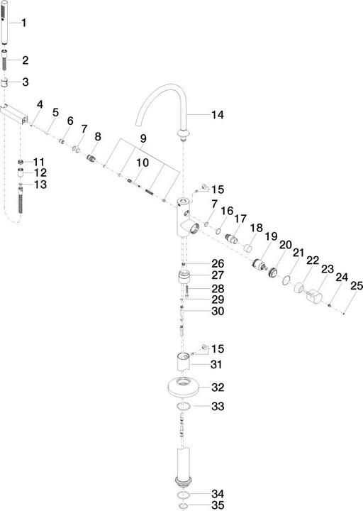 Produktbild Dornbracht VAIA Wannen-Einhandbatterie, Standrohr für freistehende Montage, Schlauchbrausegarnitur