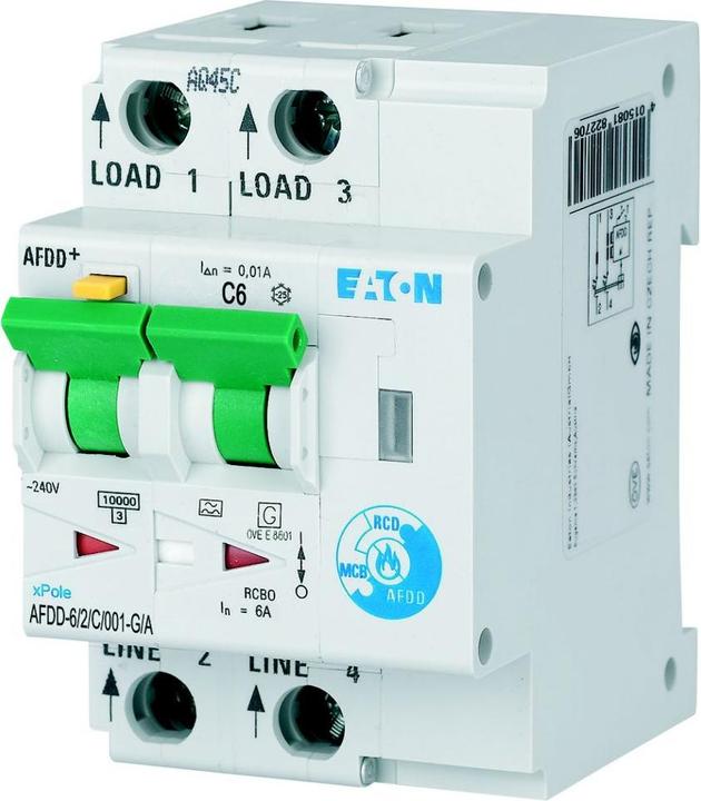 Actual product image Eaton Fire protection switch, 2p, C, 6 A, 10 mA, MB-300188