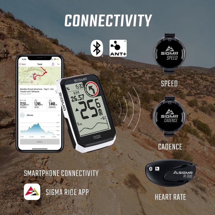 Image du produit Sigma GPS-Fietscomputer mit Herzfrequenzmesser, 41-Stunden-Akku, e-Bike-kompatibel, 30 Funktionen