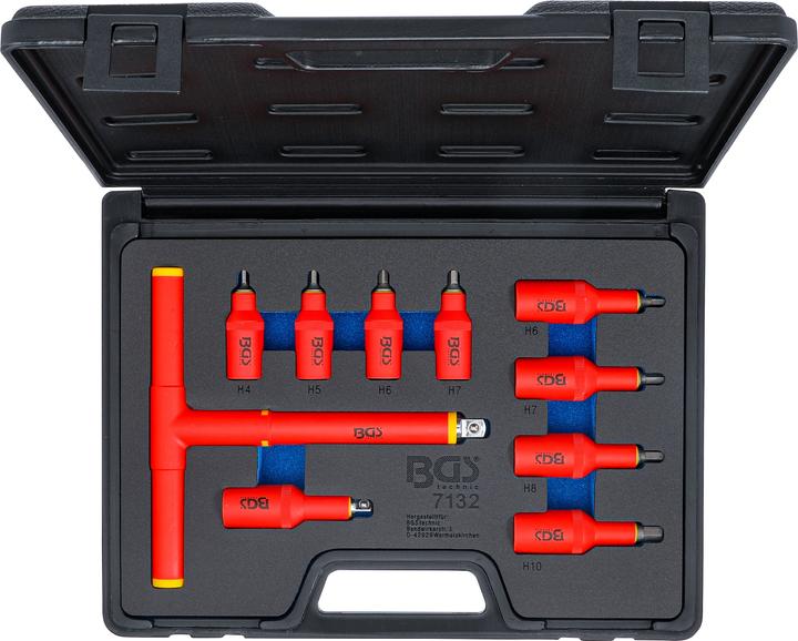 Produktbild BGS VDE-Bit-Einsatz-Satz 10 mm (3/8") / 12,5 mm (1/2") Innensechskant 4 - 10 mm 10-tlg. (Innensechskant)
