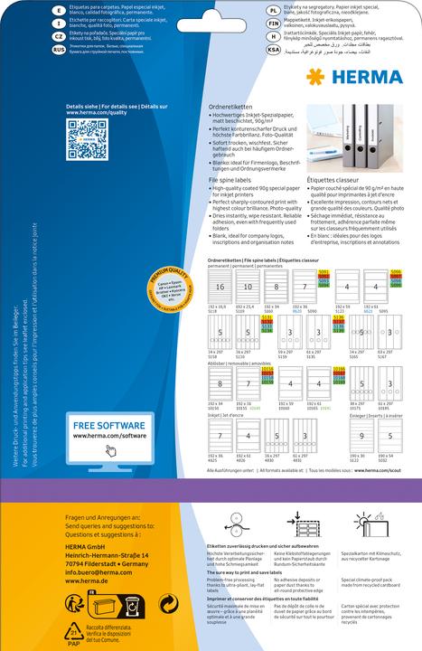 Produktbild HERMA Inkjet Ordneretiketten A4