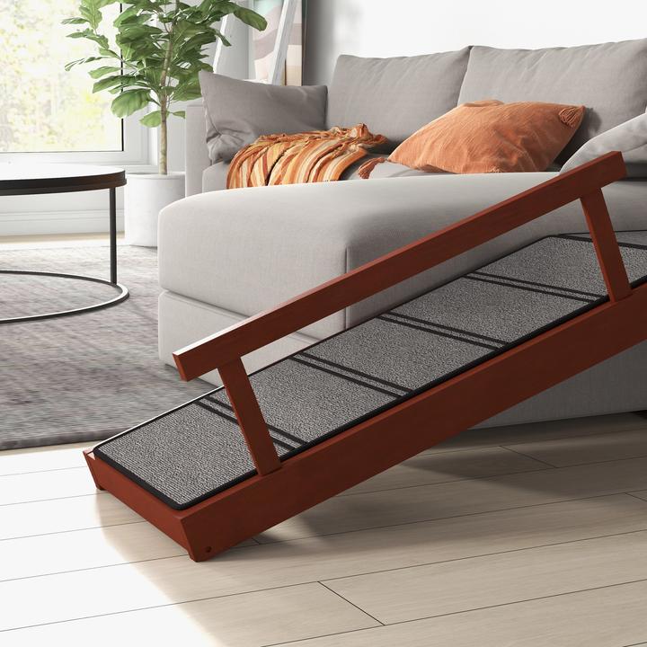 Actual product image PawHut Haustier-Rampe Kiefernholz, Polyester Braun (Dog)