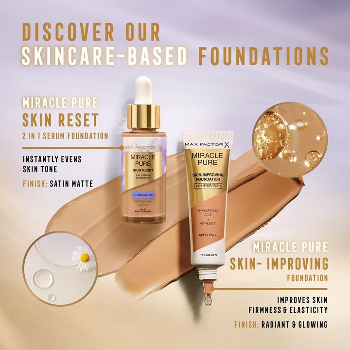 Image du produit Max Factor Fond de teint Miracle Pure Skin Reset 2in1 Serum - Makeup 30 ml 85-90 Medium To Deep (85-90 Moyen à profond)