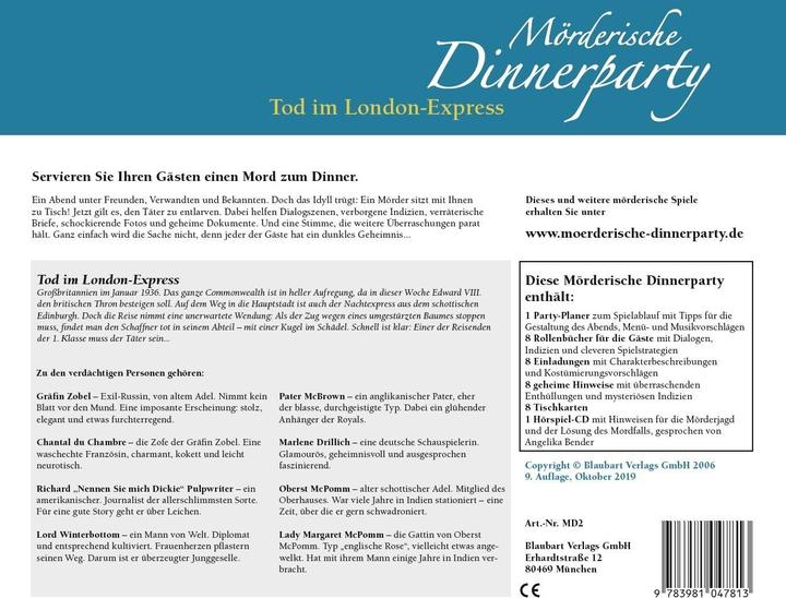 Produktbild Mörderische Dinnerparty Tod im London-Express (Deutsch)
