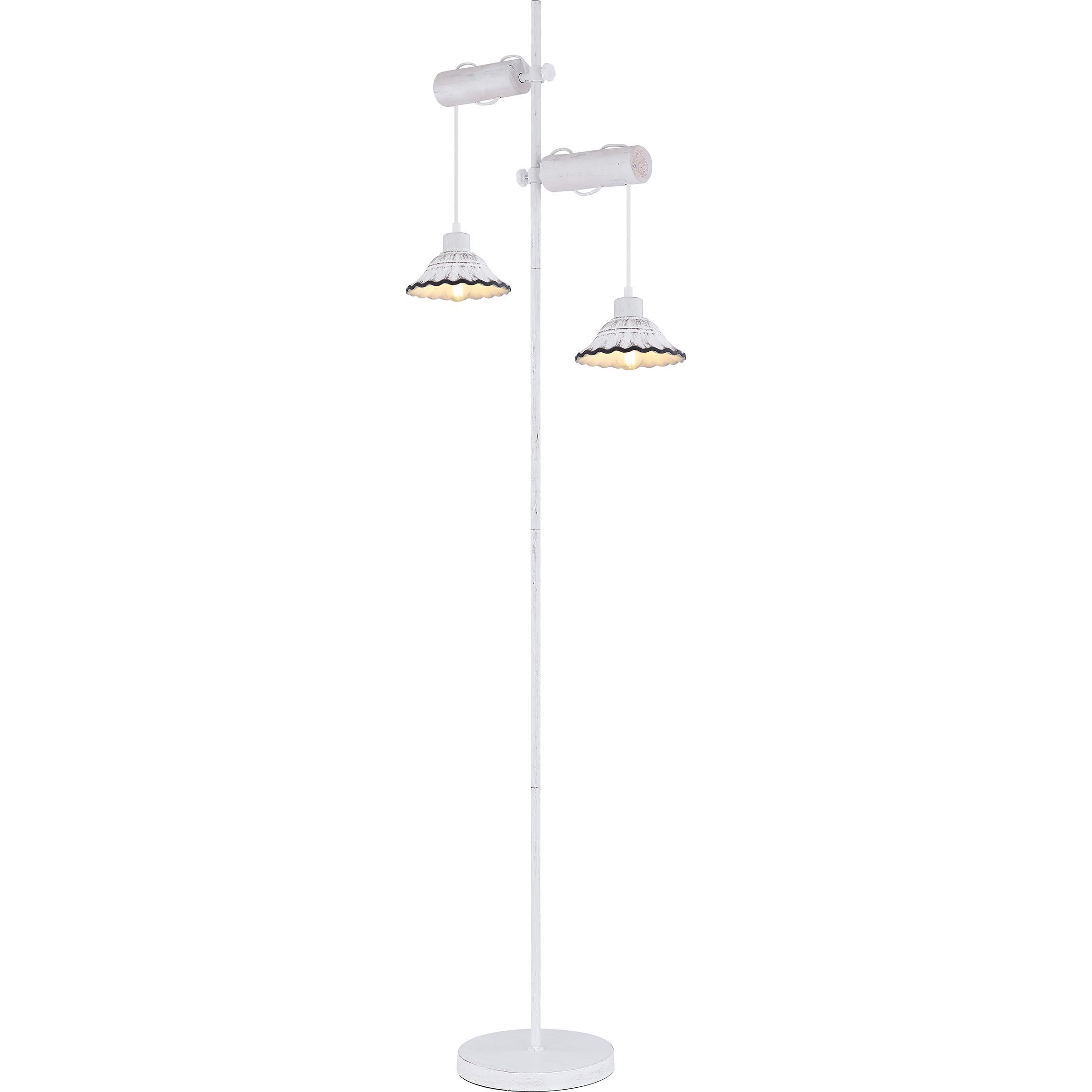 Globo, Stehlampe, Stehlampe Metall weiss getüncht, 54050-2S (E27)