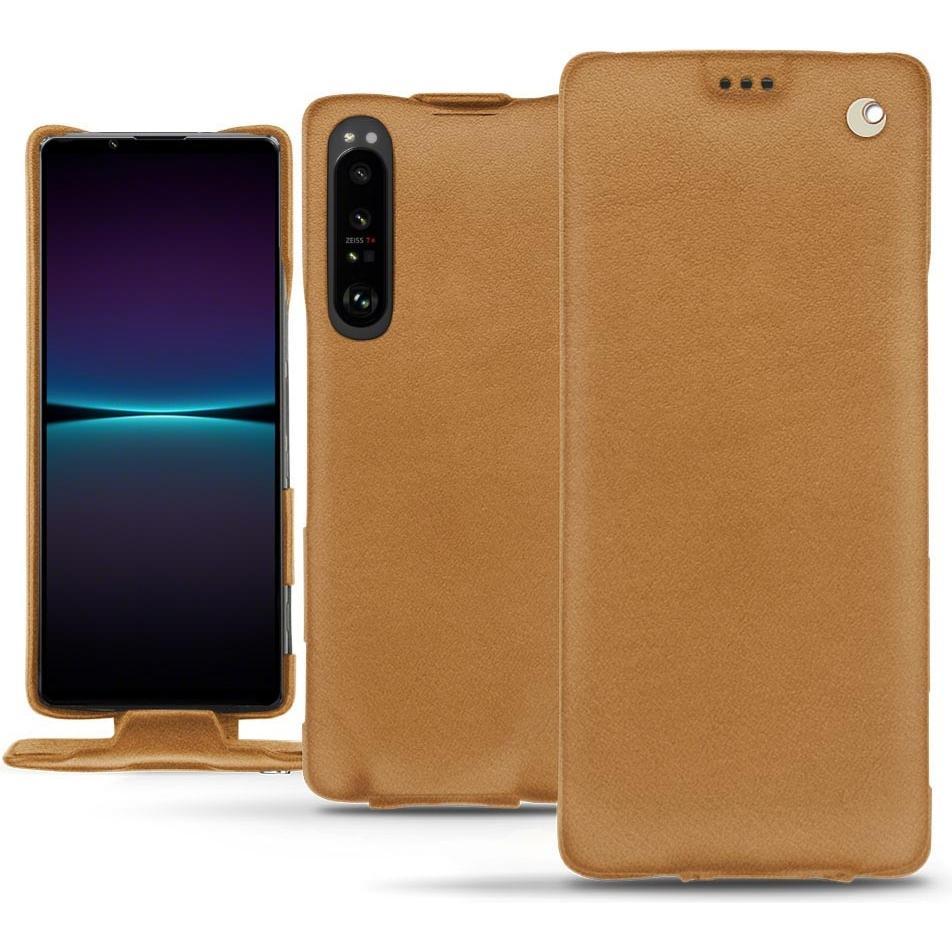 Noreve Lederschutzhülle vertikal (Sony Xperia 1 IV), Smartphone Hülle, Braun