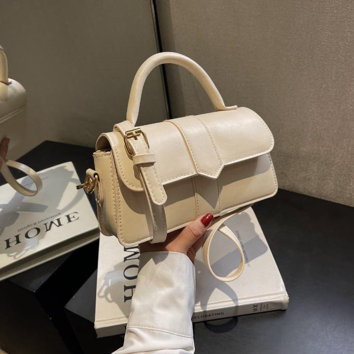 Produktbild Only-Bags.Store Solide Farbe strukturierte Umhängetasche, All-Match Top Handle Geldbörse, PU Leder Handtasche