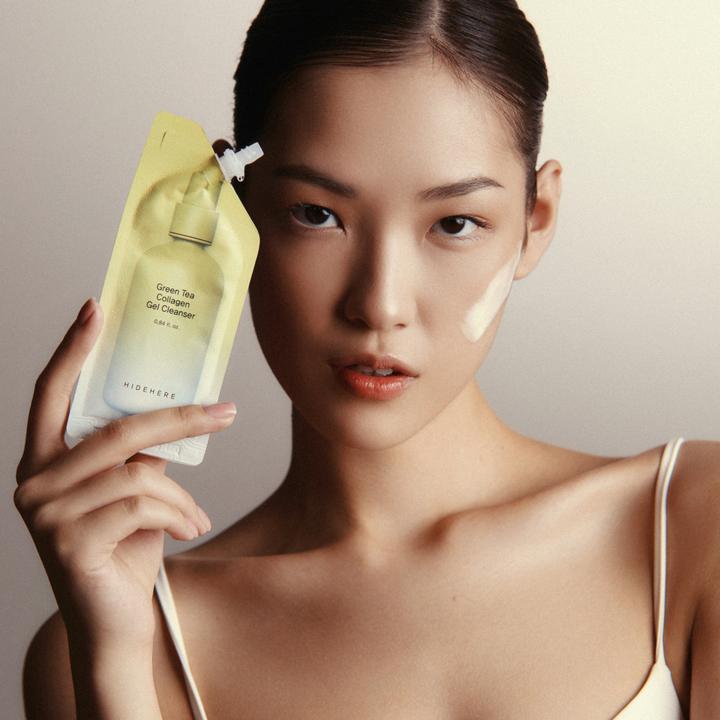 Actual product image Hidehere Green Tea Collagen Gel Cleanser 25ml (Cleansing gel, 25 ml)