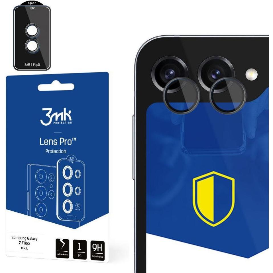 3MK Lens Protection Pro Sam Z Flip 5 czarny/black Ochrona na obiektyw aparatu z ramką montażową 1szt (1 Stück, Samsung G...