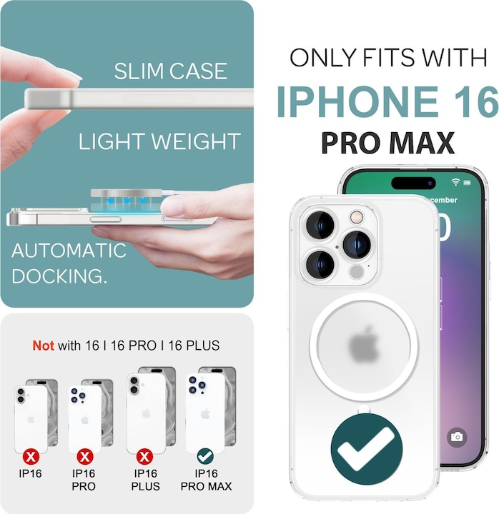 Immagine prodotto Nalia Custodia rigida estremamente sottile da 0,3 mm con MagSafe, copertura opaca (Apple iPhone 16 Pro Max)