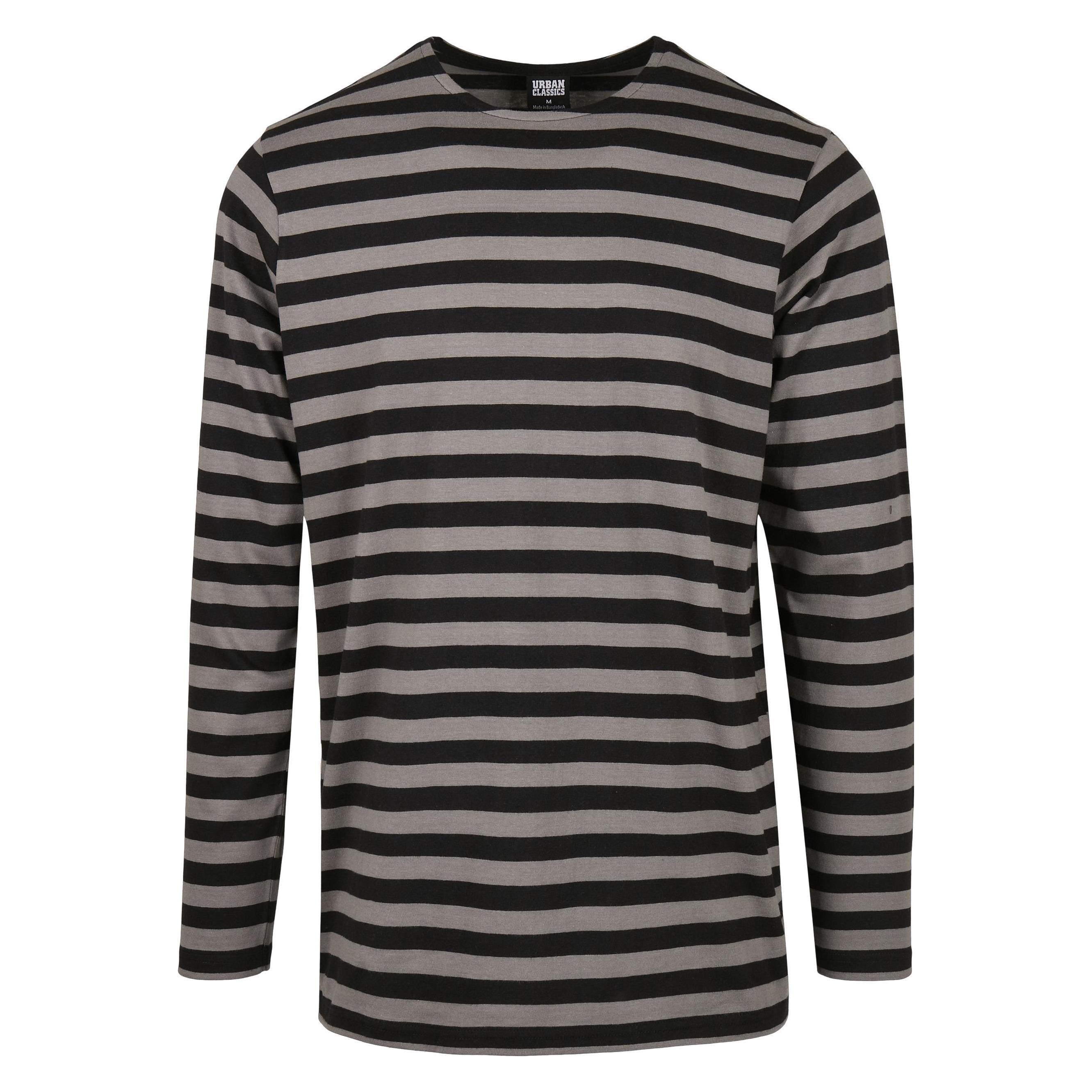 Urban Classics, Herren, Shirts, Regular Stripe Ls, Grau, (M)