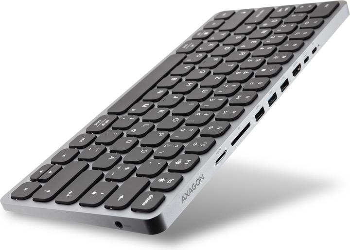Produktbild Axagon HMC-KB keyboard USB-C 5Gbps with HUB, microSD/SD, 3x USB-A, HDMI 4K/60Hz, PD 100W, Audio, DE (Deutschland, Kabelgebunden)