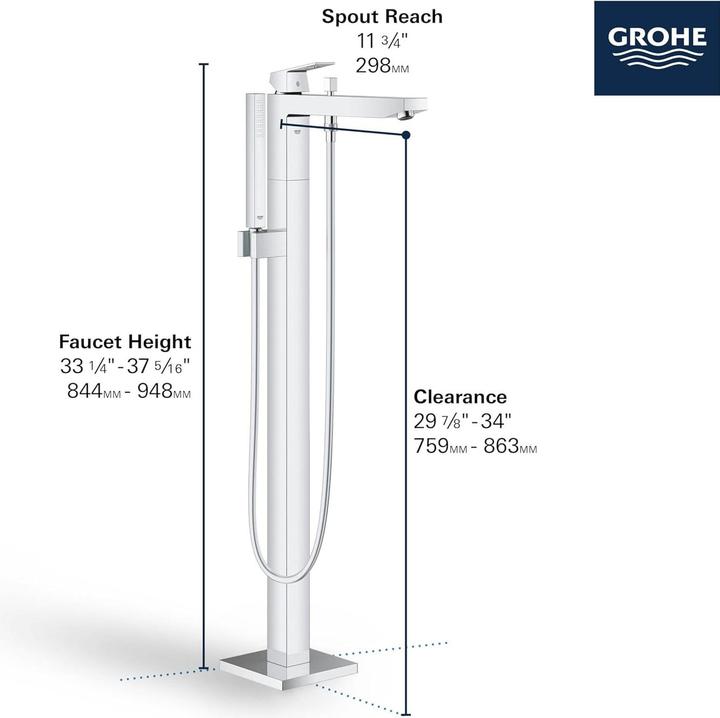 Produktbild Grohe Einhand-Wannenbatterie EUROCUBE 1/2" Bd-Mont chr