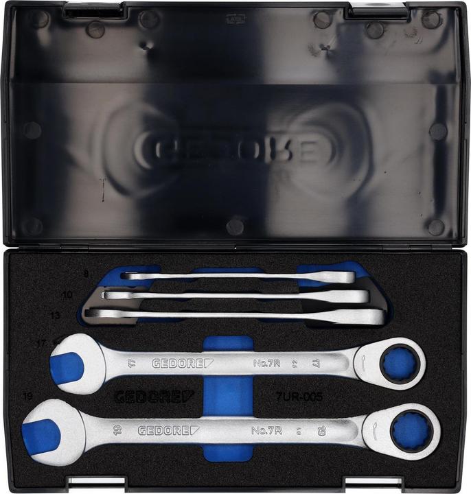 Actual product image Gedore 7 R-005 Set of spanners with ring ratchet 5-piece 8-19 mm (13 mm, 17 mm, 19 mm, 10 mm, 8 mm)
