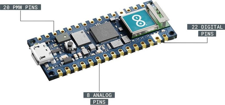 Actual product image Arduino Developer board Nano RP2040 Connect with pin headers
