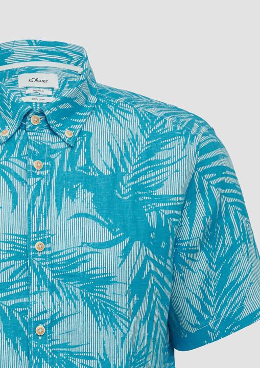 Produktbild S.Oliver Hemd Regular Fit: Gemustertes Kurzarmhemd aus Leinen (M)