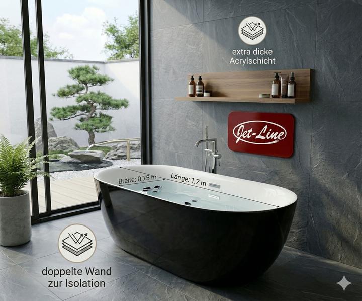 Produktbild Jet-Line Badewanne LAUSANNE II schwarz (170 cm, 80 cm)
