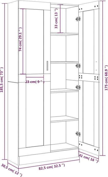 Actual product image vidaXL Gizela (82.5 x 30.5 x 185.5 cm)