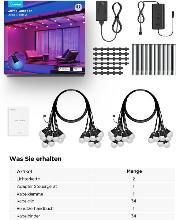 Image du produit Govee Smart RGBIC LED Lichterkette (30 m)