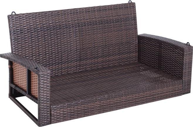 Immagine prodotto Swisshandel24 Panca sospesa Altalena da giardino a 2 posti in rattan con cuscino di seduta Altalena sospesa