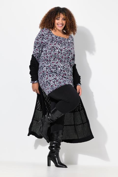 Produktbild Ulla Popken Longshirt, gemustert, A-Linie, Carree-Ausschnitt, Langarm (58)