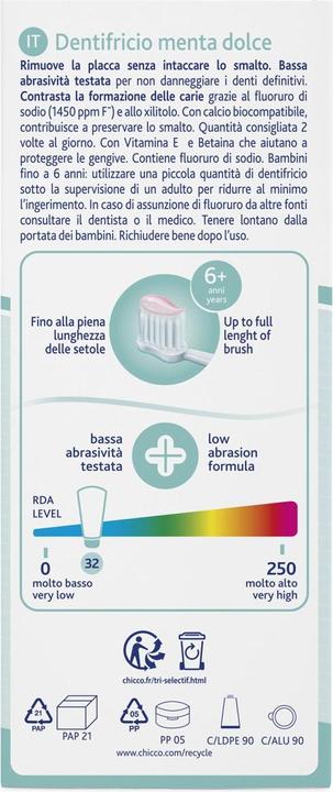 Actual product image Chicco Toothpaste mild mint, WITH fluoride 1450ppm, 50ml - 6y+ (50 ml)