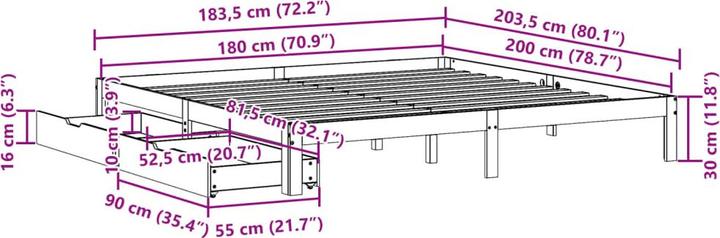 Actual product image vidaXL Bettrahmen (180 x 200 cm)
