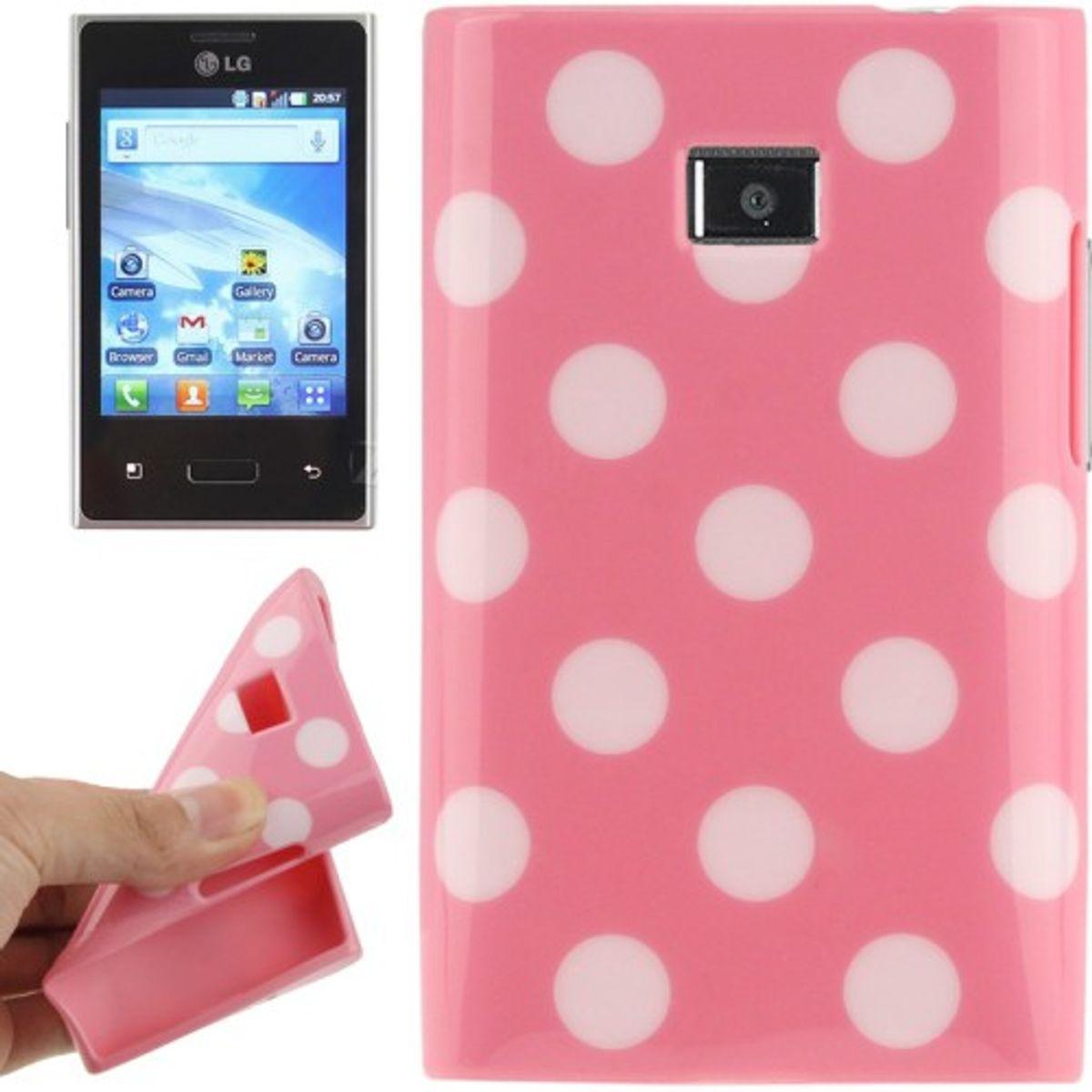 König Design Schutzhülle TPU Punkte Case für Handy LG Optimus L3 / E400 (LG Optimus L3 II), Smartphone Hülle, Rosa