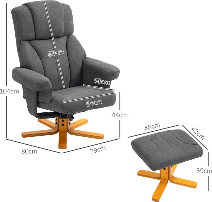 Produktbild Homcom Relaxsessel Polyester,Schaumstoff Dunkelgrau