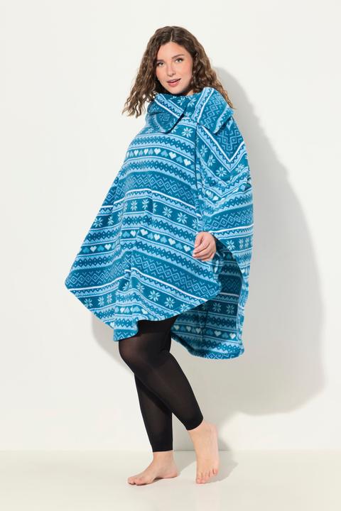 Produktbild Ulla Popken Homewear-Poncho, Norweger, Plüsch, Kragen, recycelt