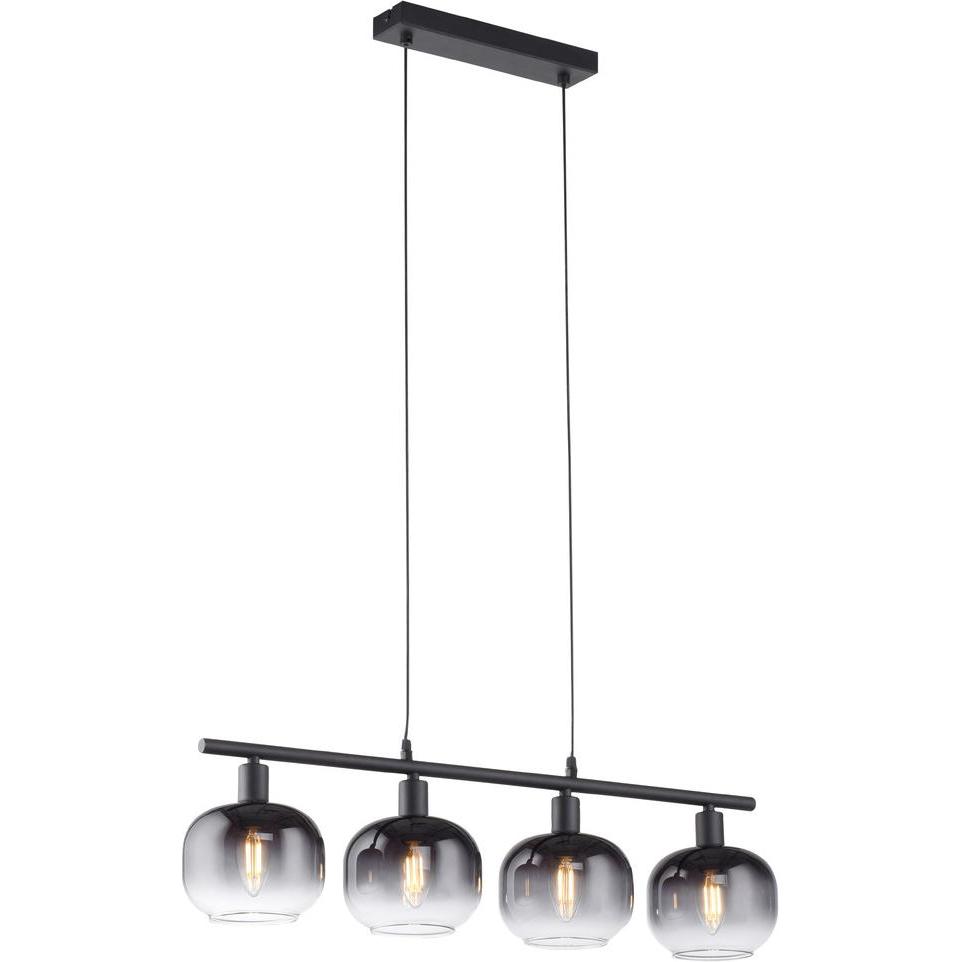 Just Light, Lampada a sospensione, ZEA Pendelleuchte E14 max.25W 4-fach Schwarz/Rauchfarben 15421-18 (E14)