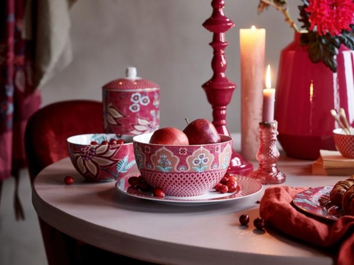 Produktbild PIP Studio Flower Festival Kuchenplatte dark pink 33,3 cm