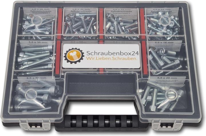 Actual product image Schraubenbox24 Cylinder head screws assortment M4-M5-M6 // 12mm-30mm 210 pcs. Screw box (210 Screws per piece)