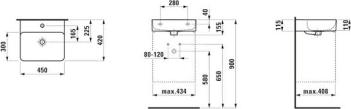 Produktbild Laufen Handwaschbecken VAL 45 cm wei 8152810001041 (420 mm, 450 mm)