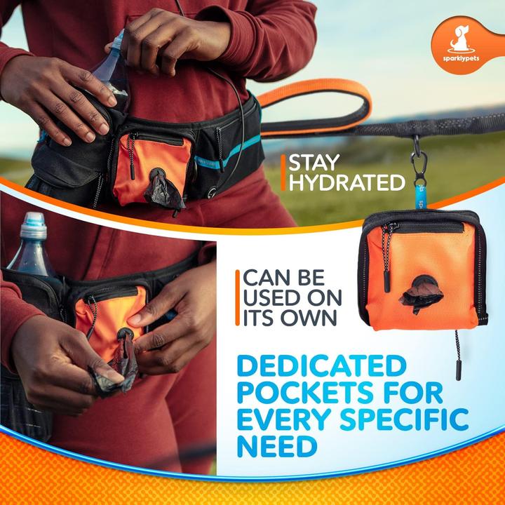 Produktbild SparklyPets 2 in 1 Joggingleine für Hunde mit Doppelgriff, Stossdämpfer und Bauchgurt (Hund, Jogging)