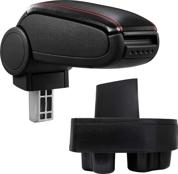 Image du produit Pro-Tec Accoudoir central Opel Corsa C avec compartiment de rangement Similicuir noir avec surpiqûres rouges