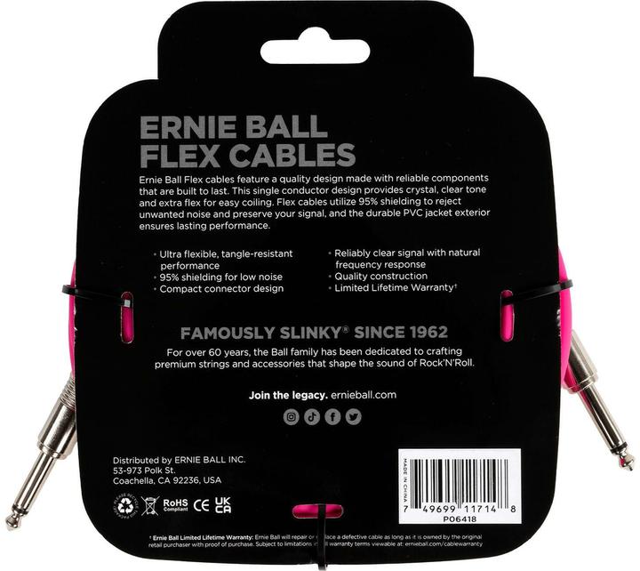 Produktbild Ernie Ball Instrumentenkabel 6418 – 6.09 m, Pink (6.09 m)
