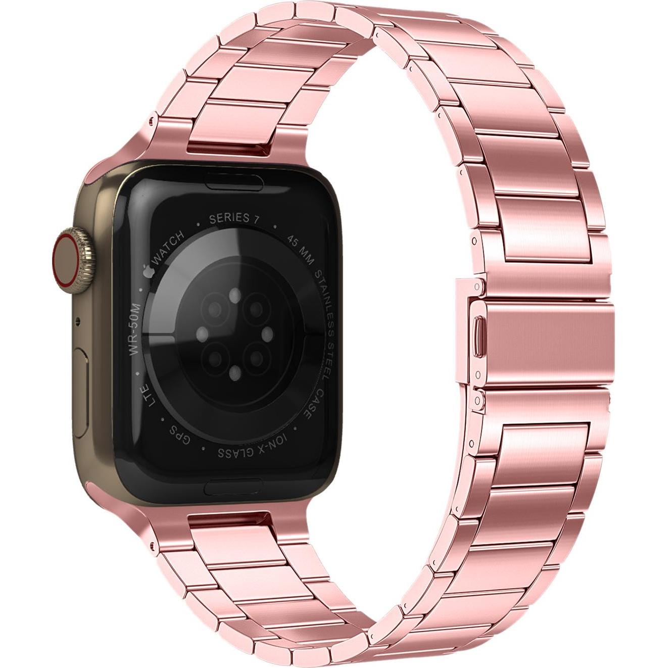 Avizar Ersatzarmband (Edelstahl, Apple Watch Series 6, Apple Watch Series 7, Apple Watch Series 8), Uhrenarmband, Rosa