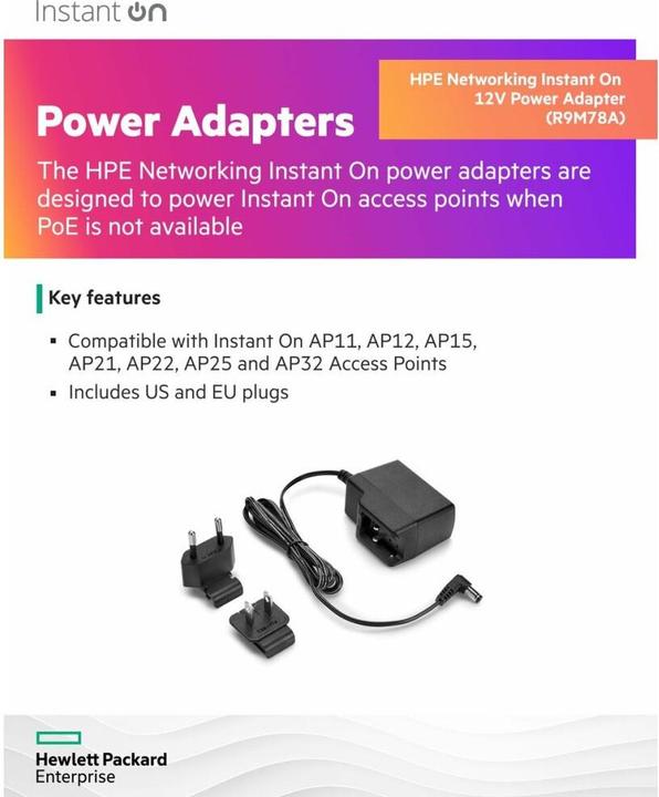 Produktbild HPE Aruba Instant On /18W Power Adaptor US EU (18 W)