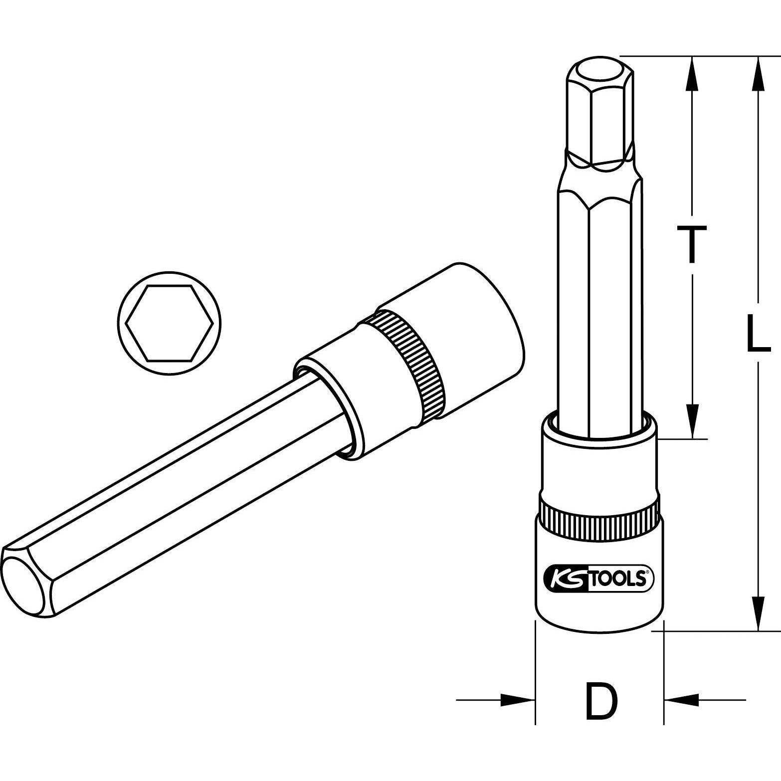 Thumbnail - KS Tools, Steckschlüssel + Stecknuss, BRONZEplus Bit-Stecknuss Innensechskant 1/2" (8 mm)
