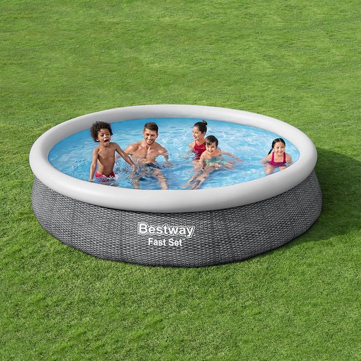 Actual product image Bestway Fast Set 57445 Set Up Pool Framed / Inflatable Pool Round Grey, White (366 x 76 cm)