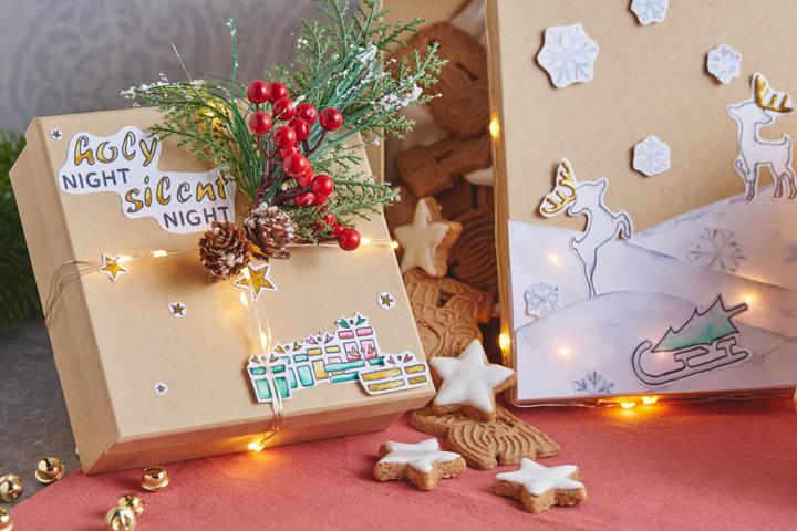 Actual product image VBS Merry Christmas" stencil set, 3-piece.