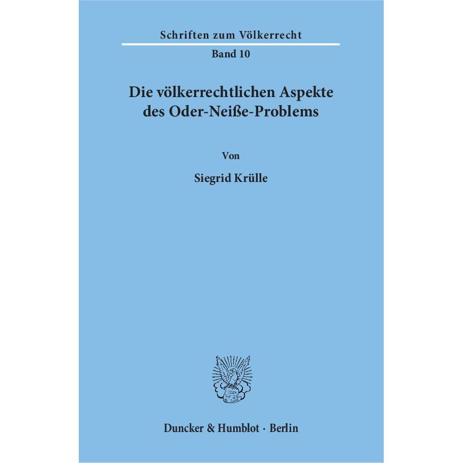 Die völkerrechtlichen Aspekte des Oder-Neisse-Problems., Fachbücher