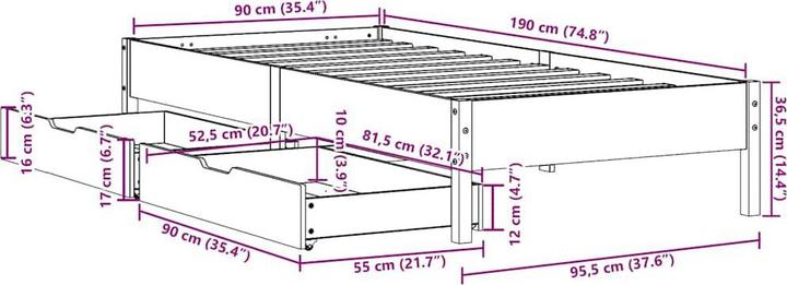 Produktbild vidaXL Bettgestell (90 x 190 cm)