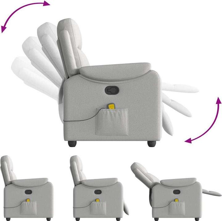 Actual product image vidaXL Massage armchair cloud grey fabric massage TV armchair