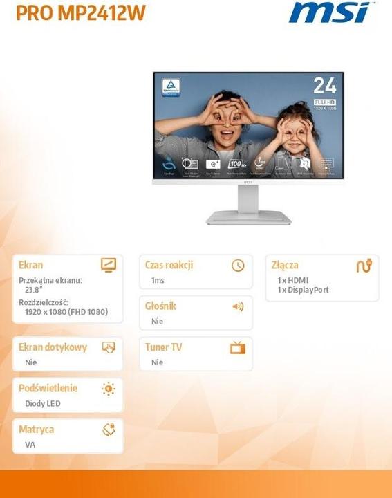 Image du produit MSI PRO MP2412W (1920 x 1080 pixels, 23.80")