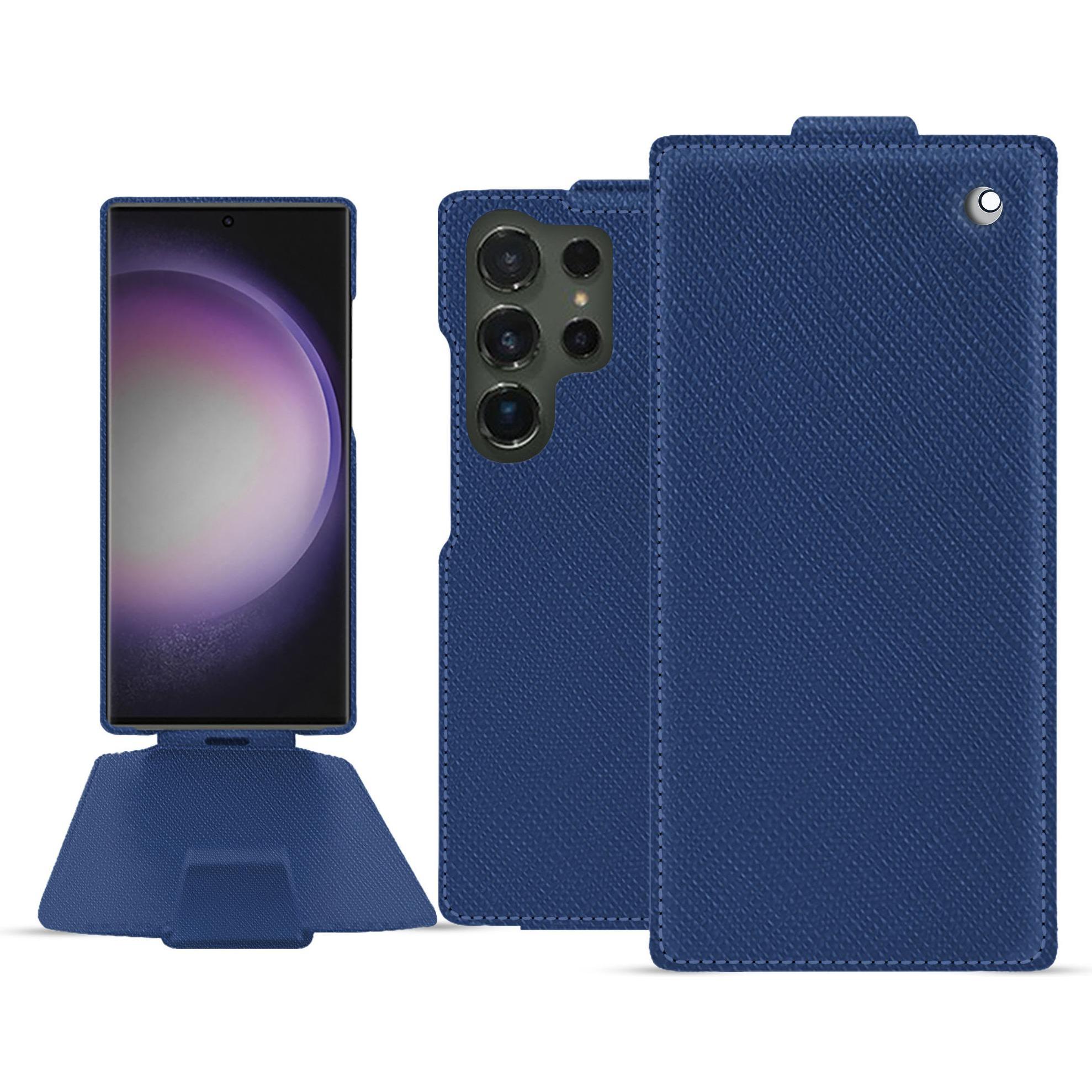 Noreve Lederschutzhülle vertikal (Samsung Galaxy S24 Ultra), Smartphone Hülle, Blau