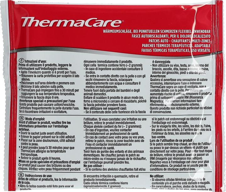 Valeurs nutritives et ingrédients Thermacare Supports thermiques (6 x, 1456 ml, 157 g)