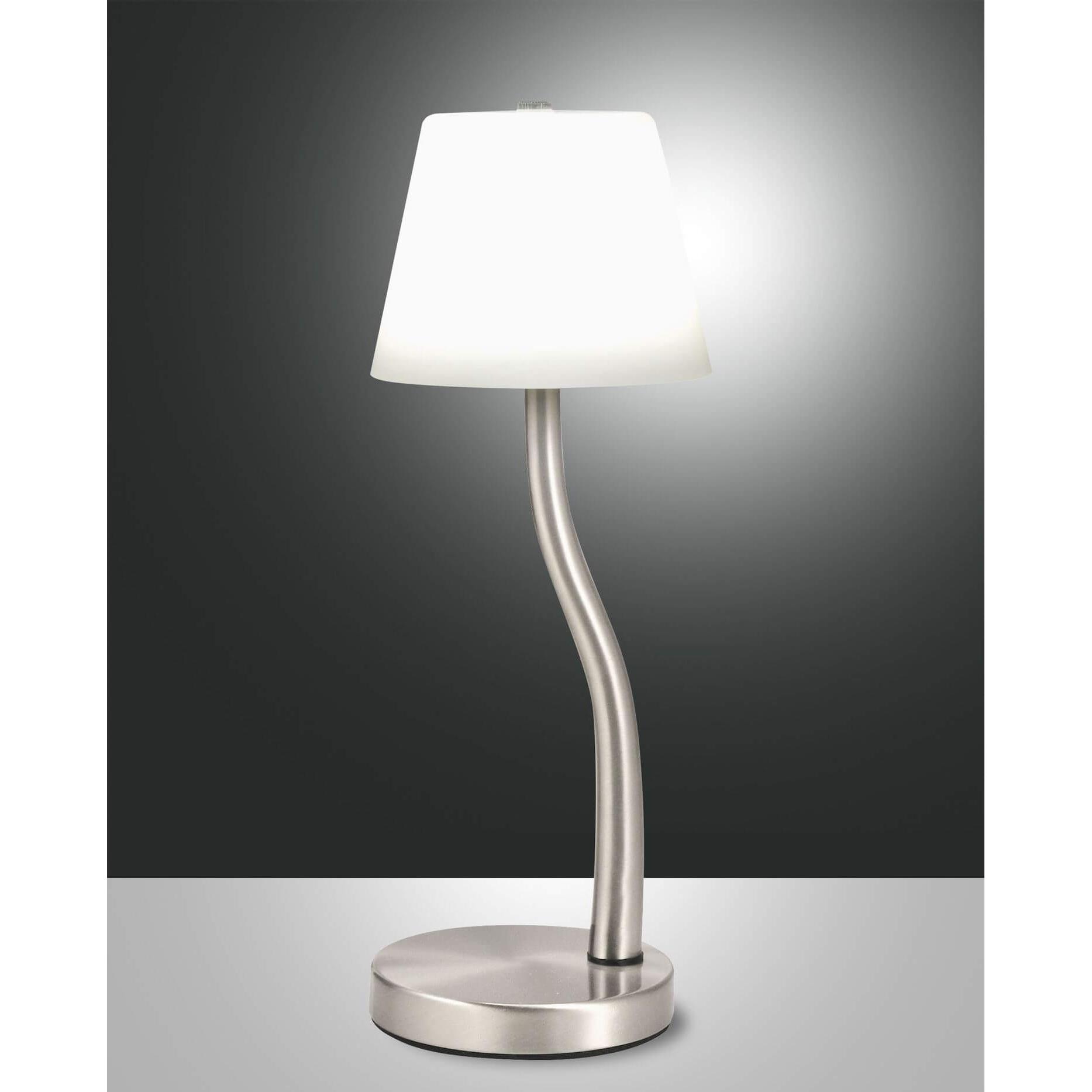 Fabas Luce, Tischlampe, LED Tischleuchte Ibla Ø120mm 9W Warmweiss Chromfarben dimmbar