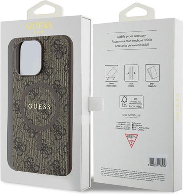 Produktbild Guess GUHMP15LG4GFRW iPhone 15 Pro 6.1" brązowy/brown hardcase 4G Collection Leather Metal Logo MagS (Apple iPhone 15 Pro)